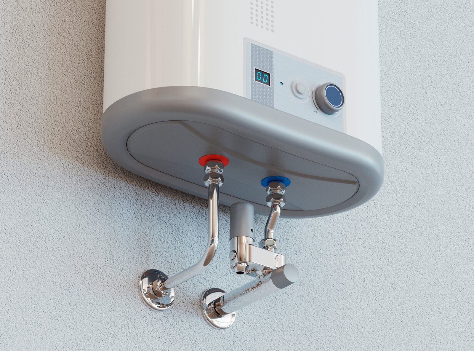 House heating concept - modern home gas fired boiler - energy and cash savings, 3d rendering